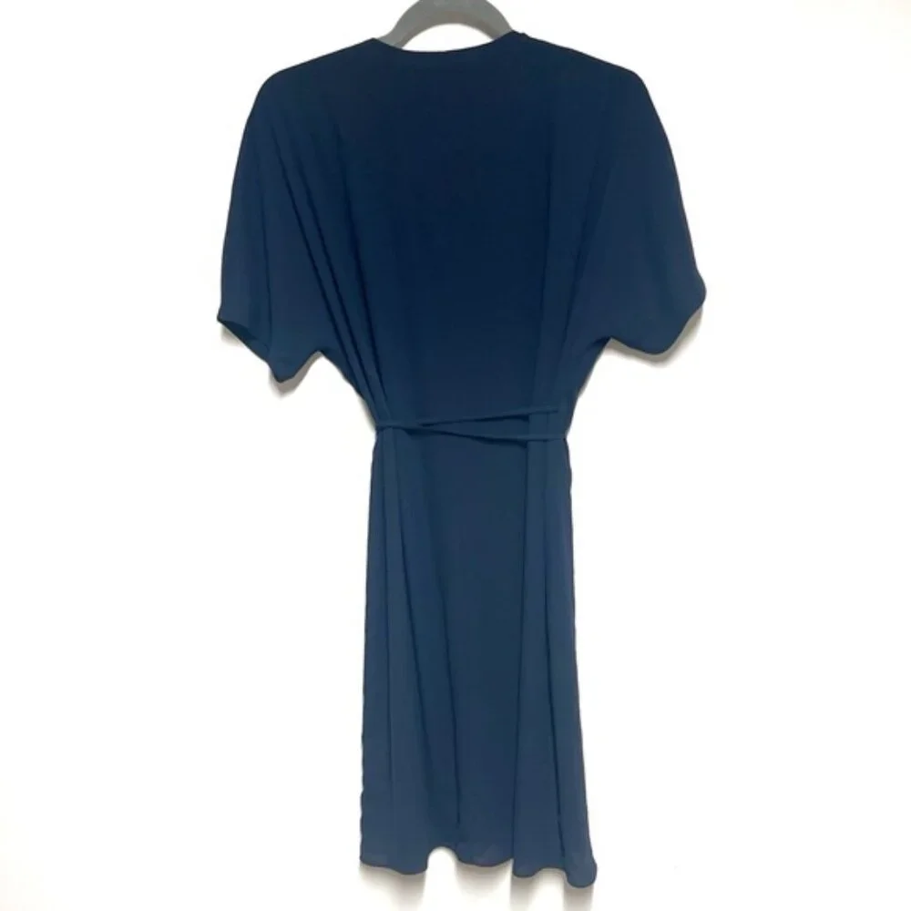 Aritzia Babaton Wallace Navy Wrap Dress Sz L - Picture 4 of 5